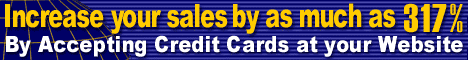 Increase your sales by as much as
317% by accepting credit cards at your website